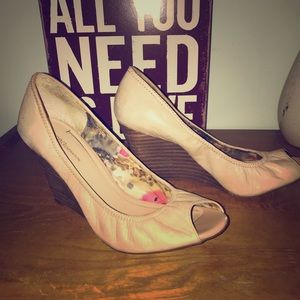 **BCBG**peep toe wedges